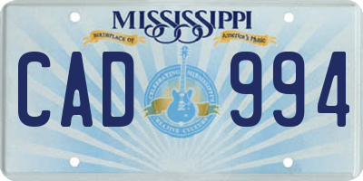 MS license plate CAD994