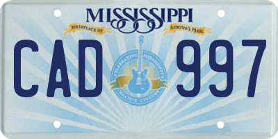 MS license plate CAD997