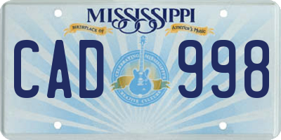 MS license plate CAD998