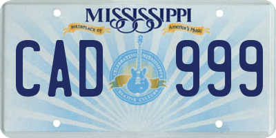 MS license plate CAD999