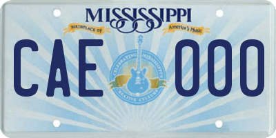 MS license plate CAE000