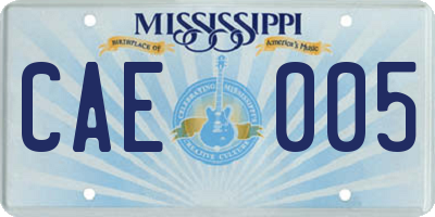 MS license plate CAE005