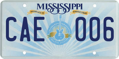 MS license plate CAE006