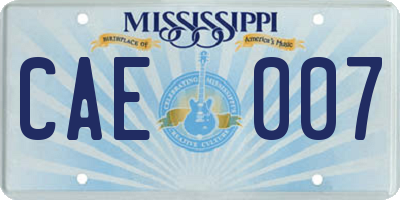 MS license plate CAE007