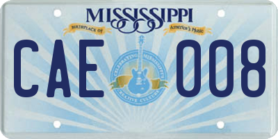 MS license plate CAE008
