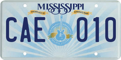 MS license plate CAE010