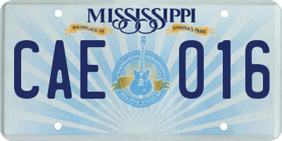 MS license plate CAE016