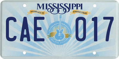 MS license plate CAE017