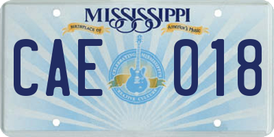 MS license plate CAE018