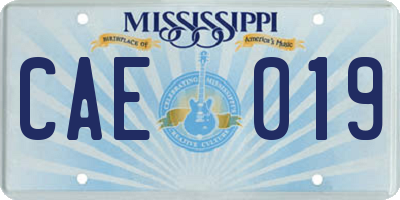 MS license plate CAE019