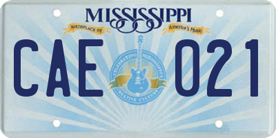 MS license plate CAE021