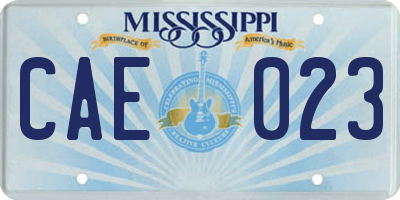 MS license plate CAE023