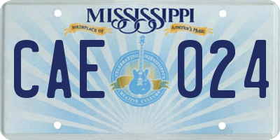 MS license plate CAE024
