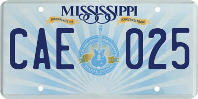 MS license plate CAE025