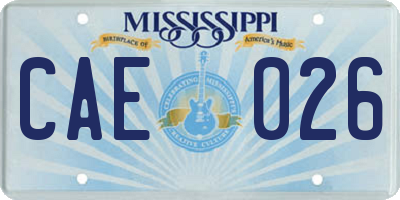 MS license plate CAE026
