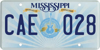 MS license plate CAE028