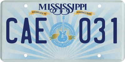 MS license plate CAE031