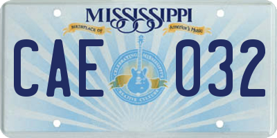 MS license plate CAE032