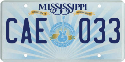 MS license plate CAE033