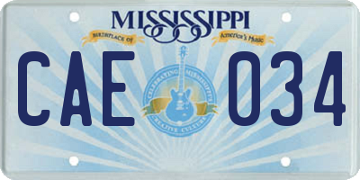 MS license plate CAE034