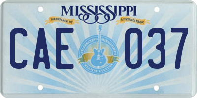 MS license plate CAE037