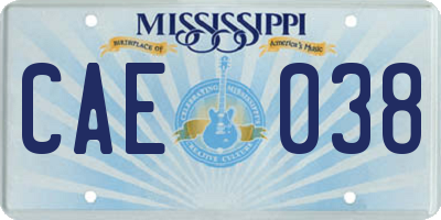 MS license plate CAE038