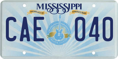 MS license plate CAE040