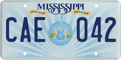 MS license plate CAE042