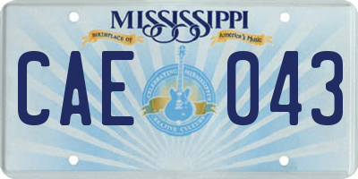 MS license plate CAE043