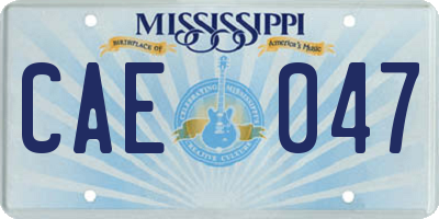 MS license plate CAE047