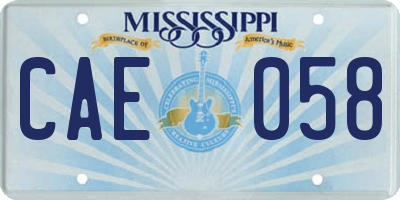 MS license plate CAE058