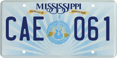 MS license plate CAE061
