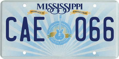 MS license plate CAE066