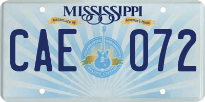 MS license plate CAE072