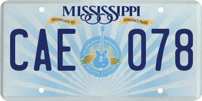 MS license plate CAE078
