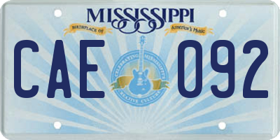 MS license plate CAE092