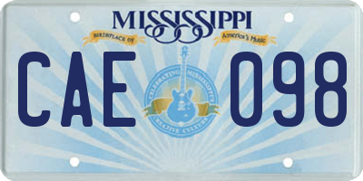MS license plate CAE098