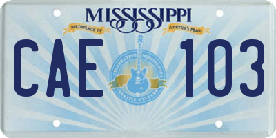 MS license plate CAE103