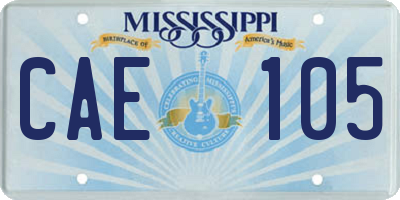 MS license plate CAE105