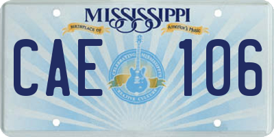 MS license plate CAE106