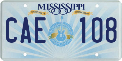 MS license plate CAE108