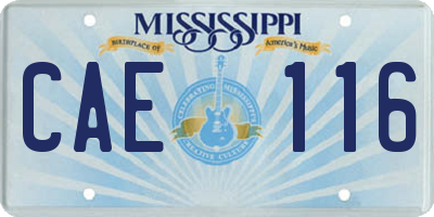 MS license plate CAE116