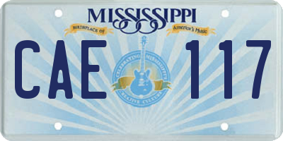 MS license plate CAE117
