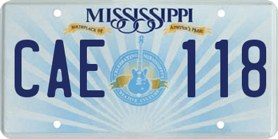 MS license plate CAE118