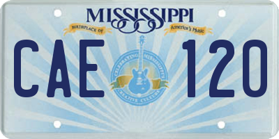 MS license plate CAE120
