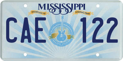 MS license plate CAE122