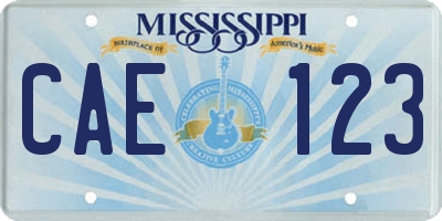 MS license plate CAE123