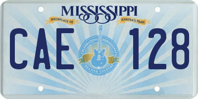 MS license plate CAE128