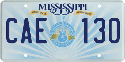 MS license plate CAE130