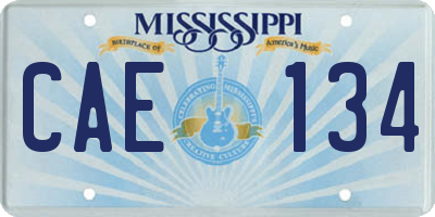 MS license plate CAE134